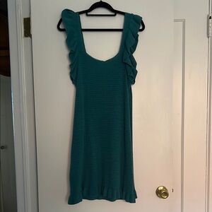 Blue Ribbed Sheath Dress